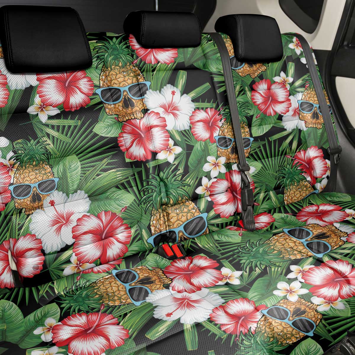 Pineapple Skull Aloha Hawaii Back Car Seat Cover Summer Vibes Tropical Seamless Pattern - Wonder Print Shop