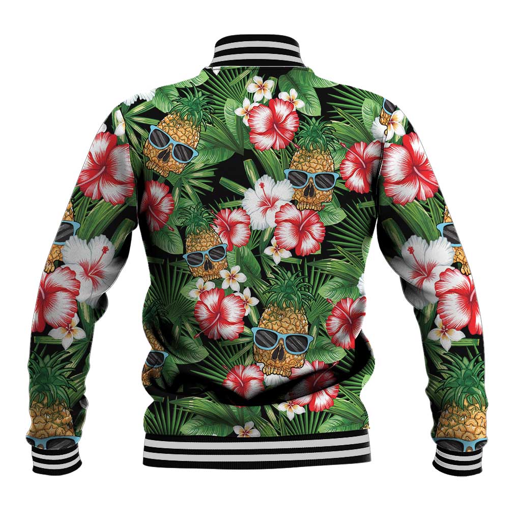 Pineapple Skull Aloha Hawaii Baseball Jacket Summer Vibes Tropical Seamless Pattern - Wonder Print Shop