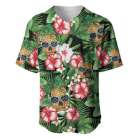 Pineapple Skull Aloha Hawaii Baseball Jersey Summer Vibes Tropical Seamless Pattern - Wonder Print Shop