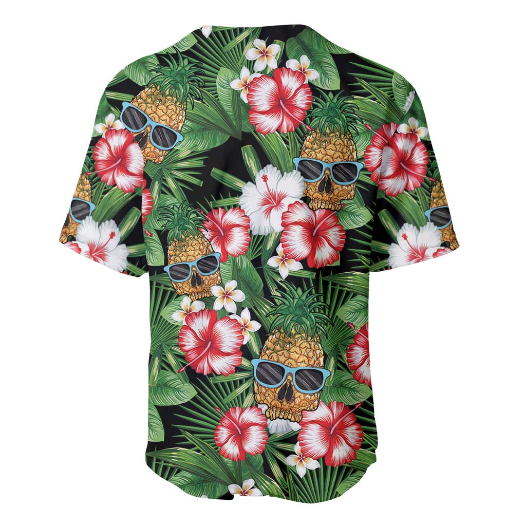 Pineapple Skull Aloha Hawaii Baseball Jersey Summer Vibes Tropical Seamless Pattern - Wonder Print Shop