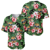 Pineapple Skull Aloha Hawaii Baseball Jersey Summer Vibes Tropical Seamless Pattern - Wonder Print Shop