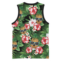 Pineapple Skull Aloha Hawaii Basketball Jersey Summer Vibes Tropical Seamless Pattern - Wonder Print Shop