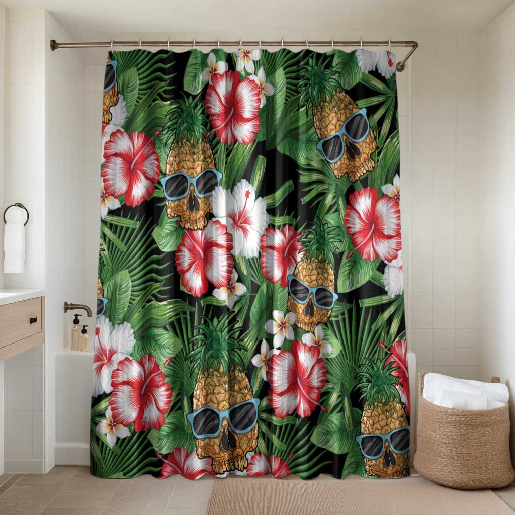 Pineapple Skull Aloha Hawaii Bathroom Set Summer Vibes Tropical Seamless Pattern - Wonder Print Shop