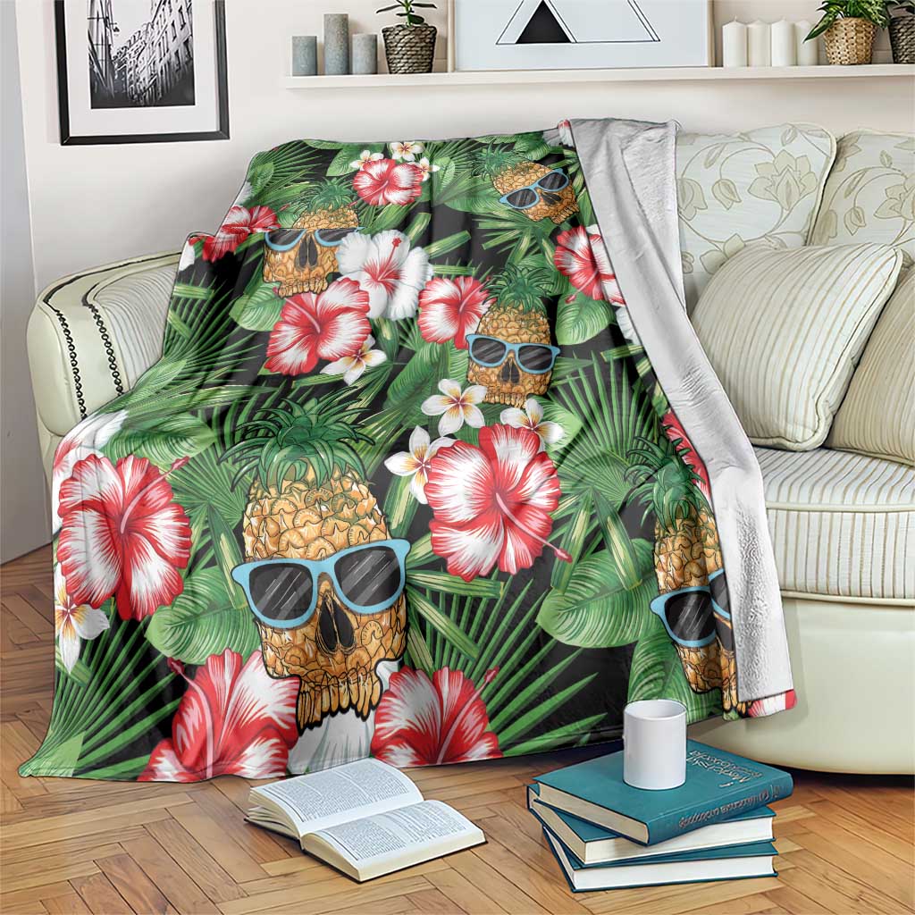 Pineapple Skull Aloha Hawaii Blanket Summer Vibes Tropical Seamless Pattern - Wonder Print Shop