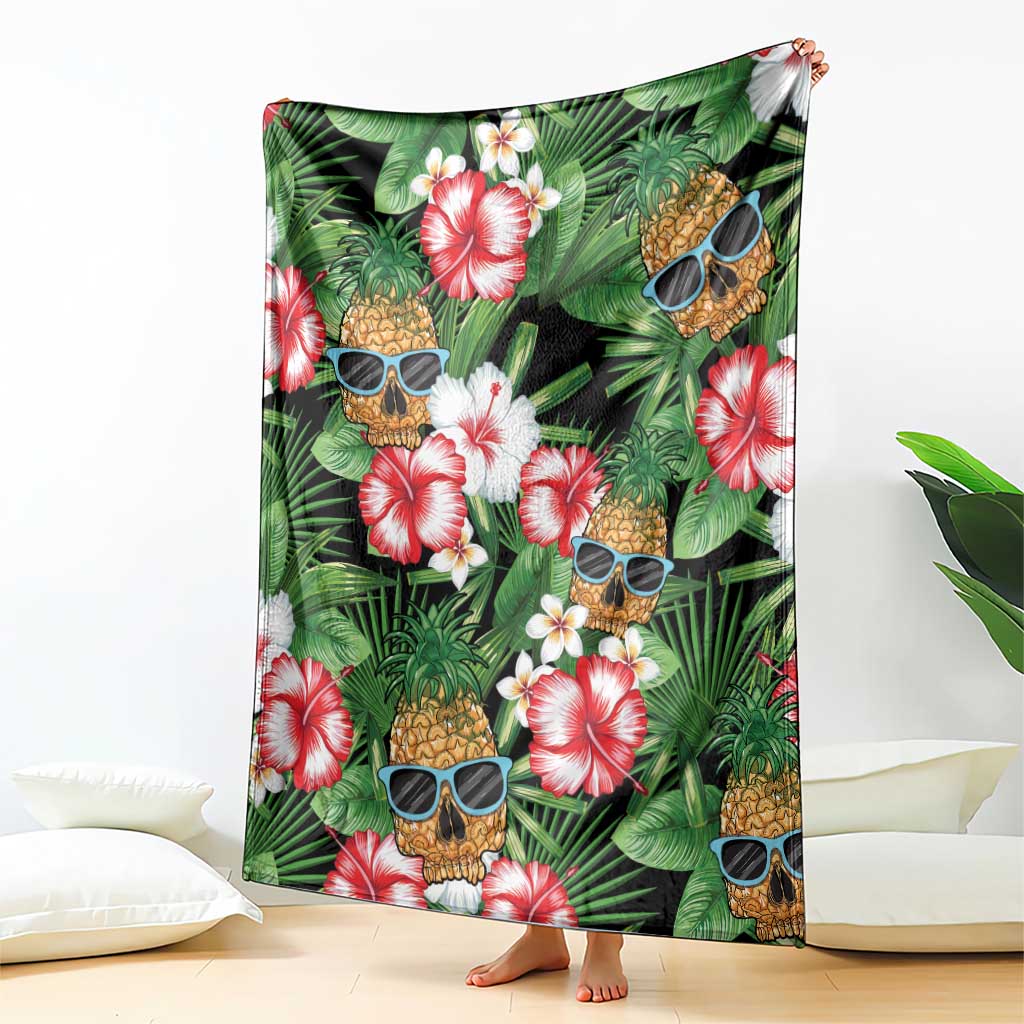 Pineapple Skull Aloha Hawaii Blanket Summer Vibes Tropical Seamless Pattern - Wonder Print Shop
