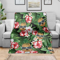 Pineapple Skull Aloha Hawaii Blanket Summer Vibes Tropical Seamless Pattern - Wonder Print Shop