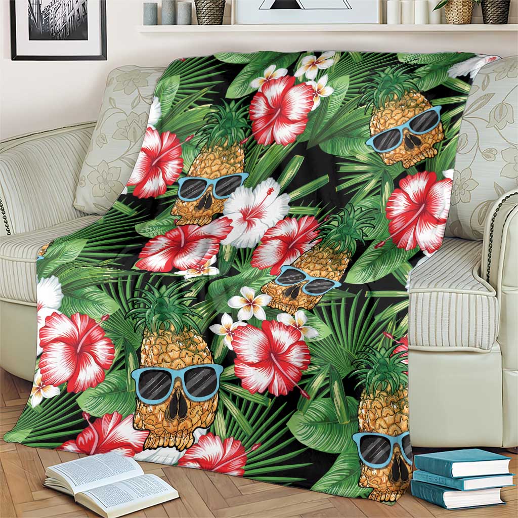 Pineapple Skull Aloha Hawaii Blanket Summer Vibes Tropical Seamless Pattern - Wonder Print Shop
