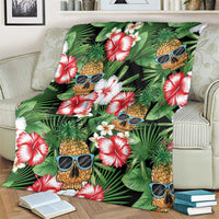 Pineapple Skull Aloha Hawaii Blanket Summer Vibes Tropical Seamless Pattern - Wonder Print Shop