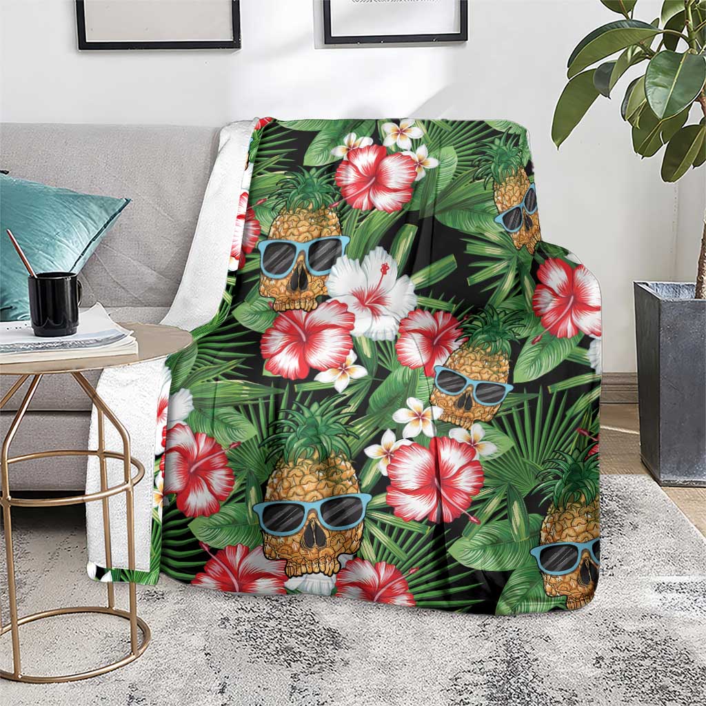 Pineapple Skull Aloha Hawaii Blanket Summer Vibes Tropical Seamless Pattern - Wonder Print Shop