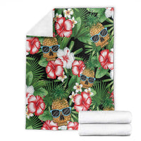 Pineapple Skull Aloha Hawaii Blanket Summer Vibes Tropical Seamless Pattern - Wonder Print Shop