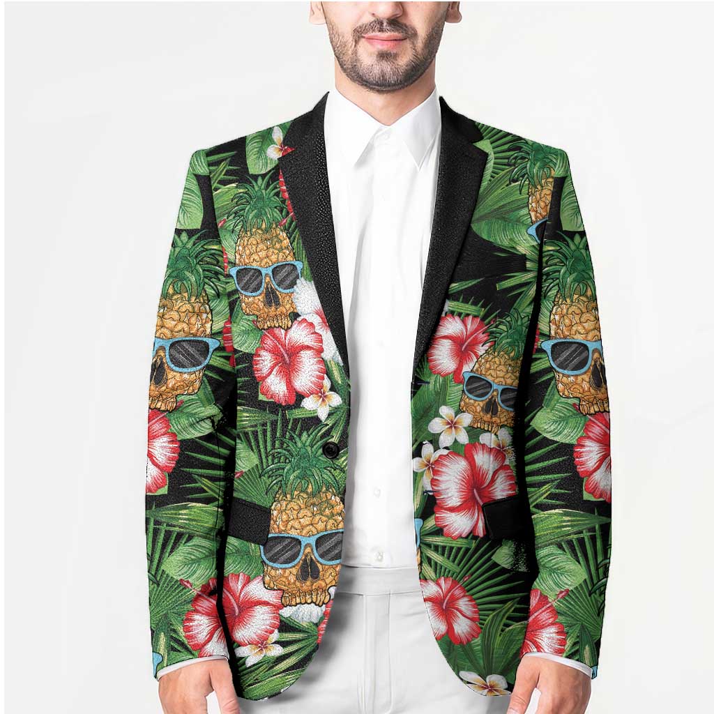 Pineapple Skull Aloha Hawaii Blazer Summer Vibes Tropical Seamless Pattern - Wonder Print Shop