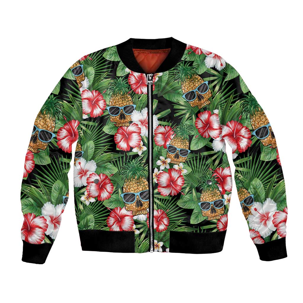 Pineapple Skull Aloha Hawaii Bomber Jacket Summer Vibes Tropical Seamless Pattern - Wonder Print Shop
