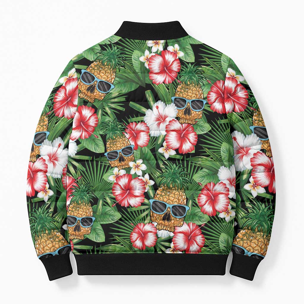 Pineapple Skull Aloha Hawaii Bomber Puffer Jacket Summer Vibes Tropical Seamless Pattern - Wonder Print Shop
