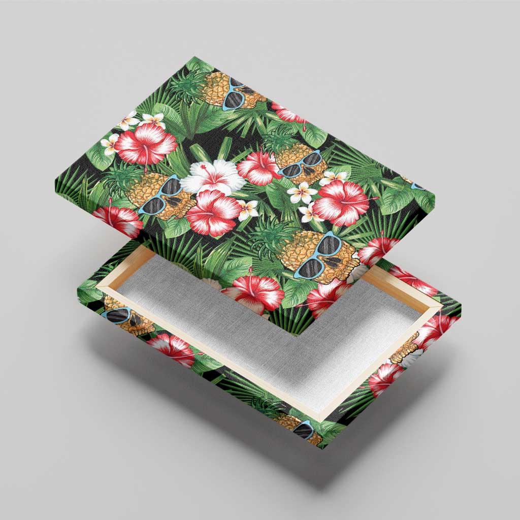 Pineapple Skull Aloha Hawaii Canvas Wall Art Summer Vibes Tropical Seamless Pattern - Wonder Print Shop