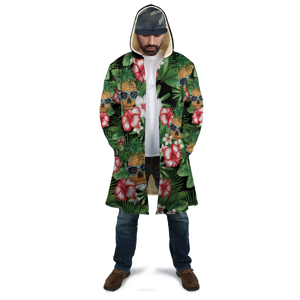 Pineapple Skull Aloha Hawaii Cloak Summer Vibes Tropical Seamless Pattern - Wonder Print Shop