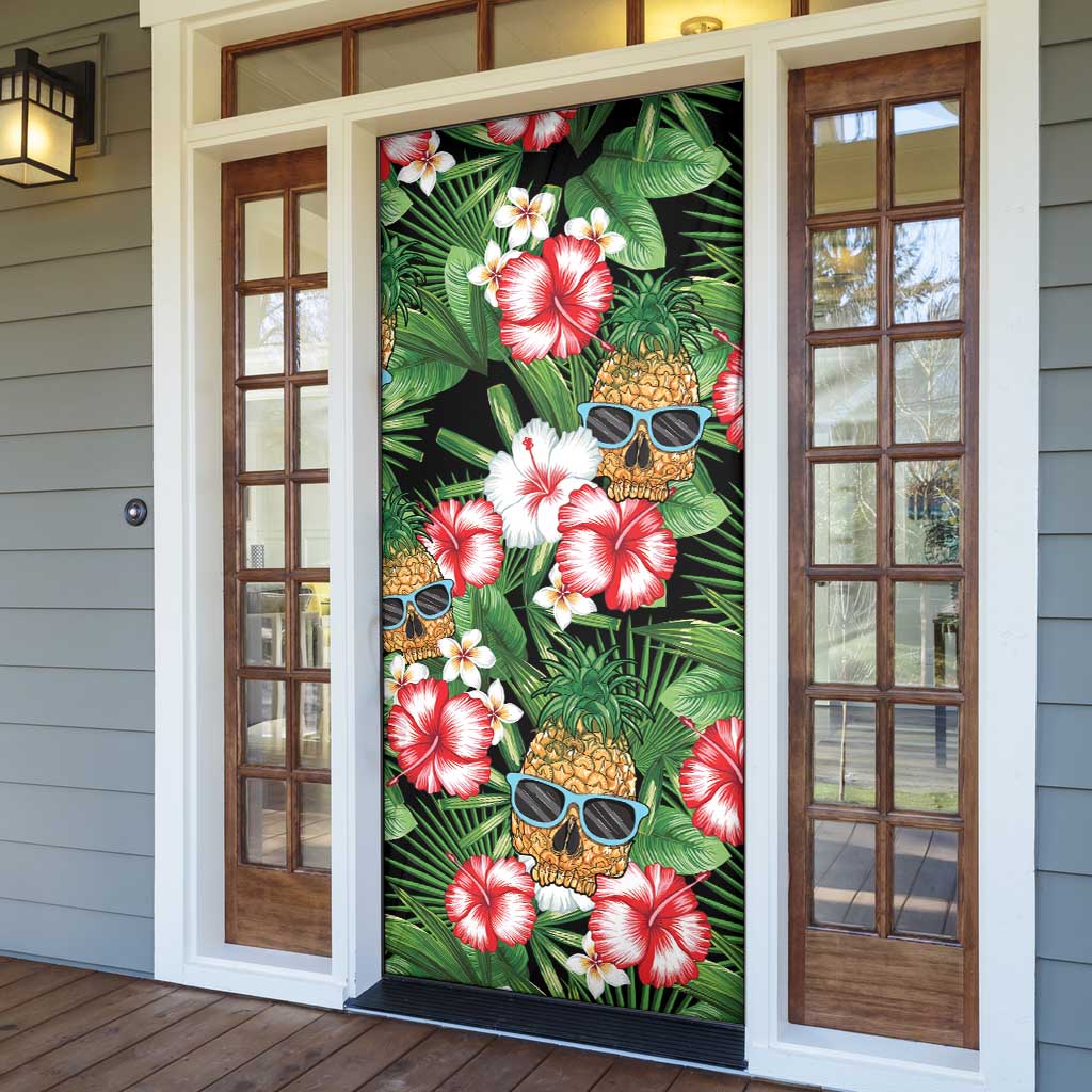 Pineapple Skull Aloha Hawaii Door Cover Summer Vibes Tropical Seamless Pattern - Wonder Print Shop