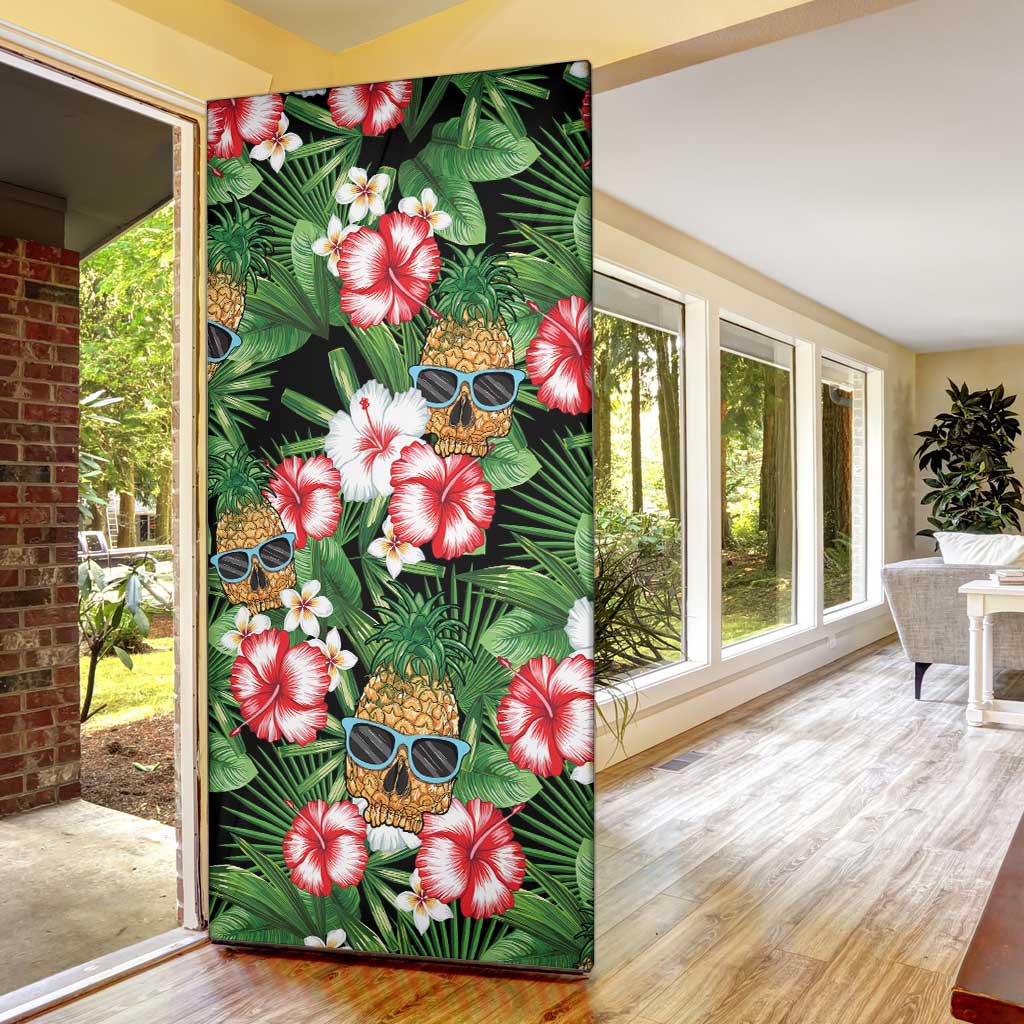 Pineapple Skull Aloha Hawaii Door Cover Summer Vibes Tropical Seamless Pattern - Wonder Print Shop