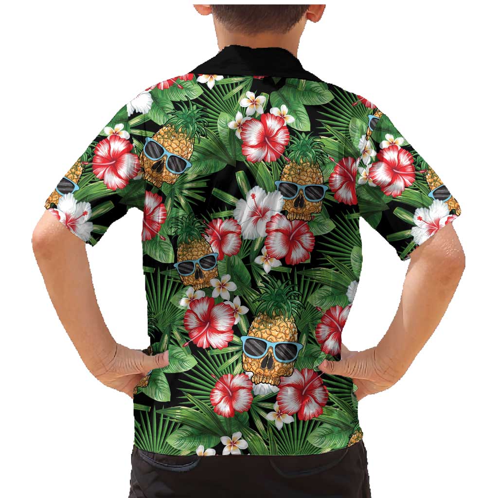 Pineapple Skull Aloha Hawaii Family Matching Mermaid Dress and Hawaiian Shirt Summer Vibes Tropical Seamless Pattern - Wonder Print Shop