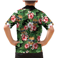 Pineapple Skull Aloha Hawaii Family Matching Mermaid Dress and Hawaiian Shirt Summer Vibes Tropical Seamless Pattern - Wonder Print Shop