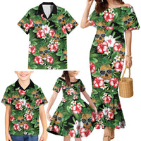 Pineapple Skull Aloha Hawaii Family Matching Mermaid Dress and Hawaiian Shirt Summer Vibes Tropical Seamless Pattern - Wonder Print Shop