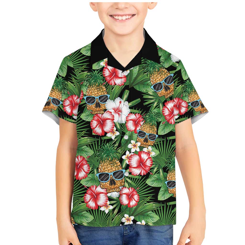 Pineapple Skull Aloha Hawaii Family Matching Mermaid Dress and Hawaiian Shirt Summer Vibes Tropical Seamless Pattern - Wonder Print Shop