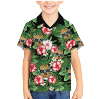 Pineapple Skull Aloha Hawaii Family Matching Mermaid Dress and Hawaiian Shirt Summer Vibes Tropical Seamless Pattern - Wonder Print Shop