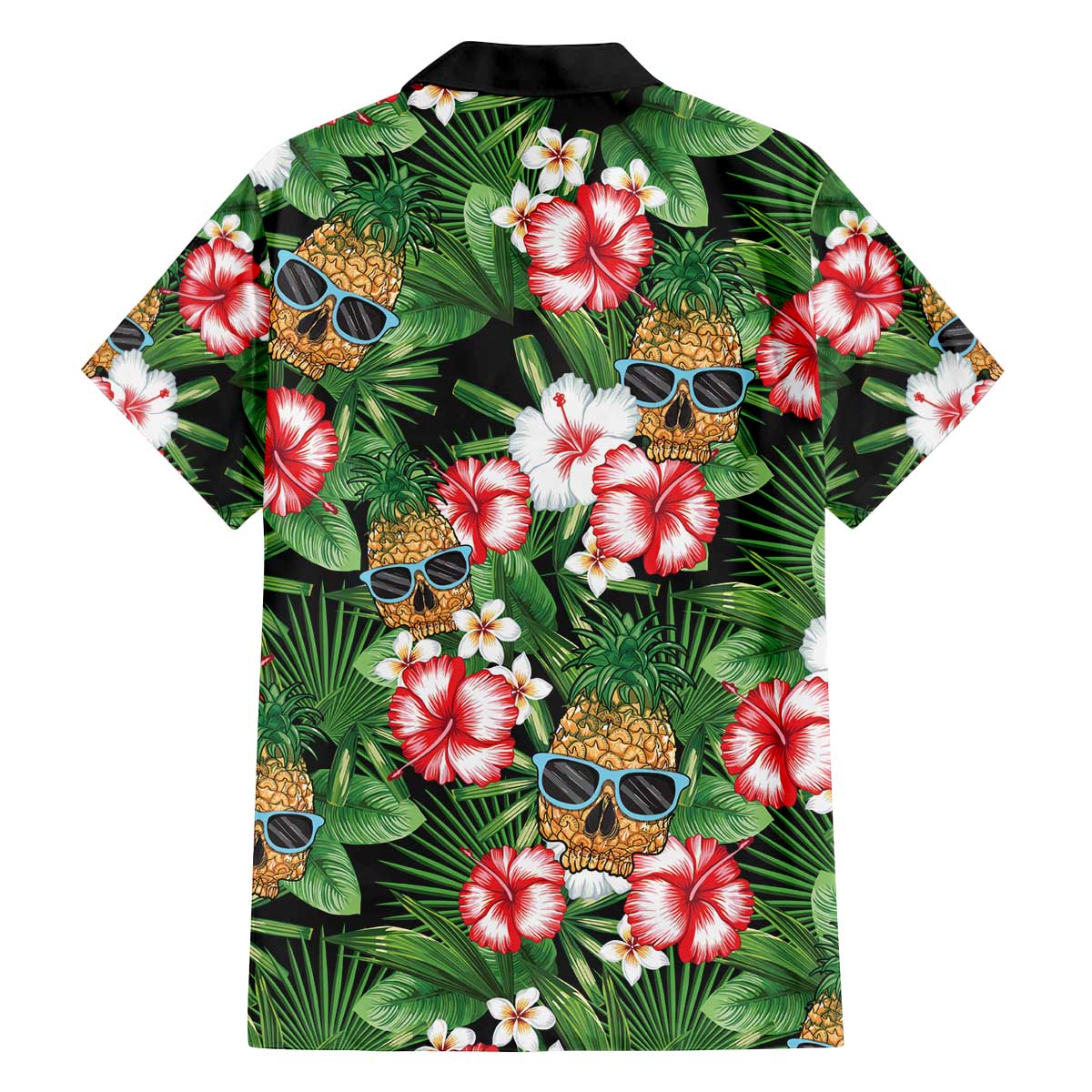 Pineapple Skull Aloha Hawaii Family Matching Off The Shoulder Long Sleeve Dress and Hawaiian Shirt Summer Vibes Tropical Seamless Pattern - Wonder Print Shop