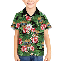 Pineapple Skull Aloha Hawaii Family Matching Off The Shoulder Long Sleeve Dress and Hawaiian Shirt Summer Vibes Tropical Seamless Pattern - Wonder Print Shop