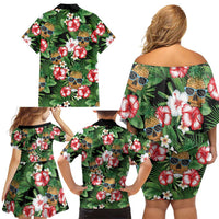 Pineapple Skull Aloha Hawaii Family Matching Off Shoulder Short Dress and Hawaiian Shirt Summer Vibes Tropical Seamless Pattern - Wonder Print Shop