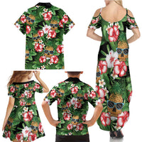 Pineapple Skull Aloha Hawaii Family Matching Summer Maxi Dress and Hawaiian Shirt Summer Vibes Tropical Seamless Pattern - Wonder Print Shop