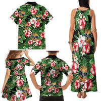 Pineapple Skull Aloha Hawaii Family Matching Tank Maxi Dress and Hawaiian Shirt Summer Vibes Tropical Seamless Pattern - Wonder Print Shop