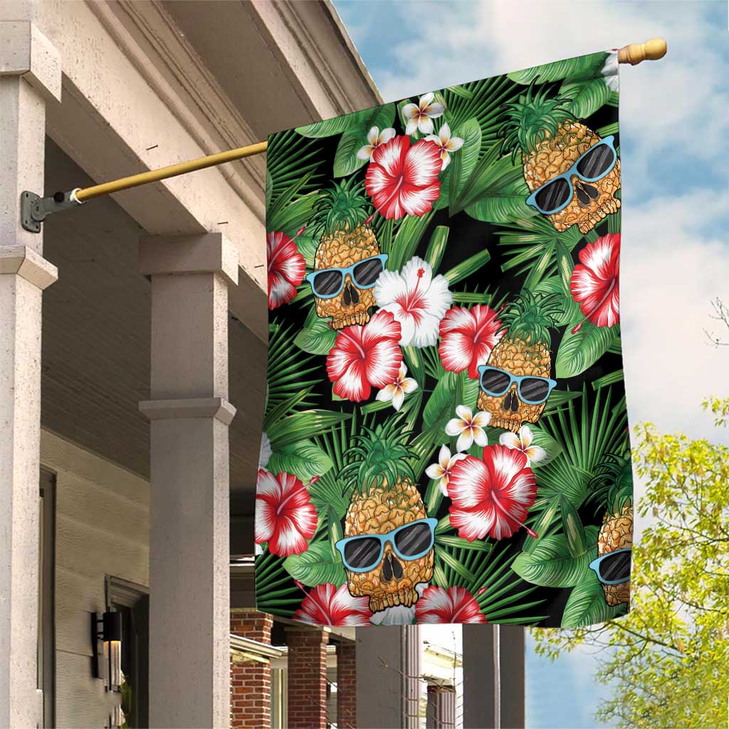 Pineapple Skull Aloha Hawaii Garden Flag Summer Vibes Tropical Seamless Pattern - Wonder Print Shop
