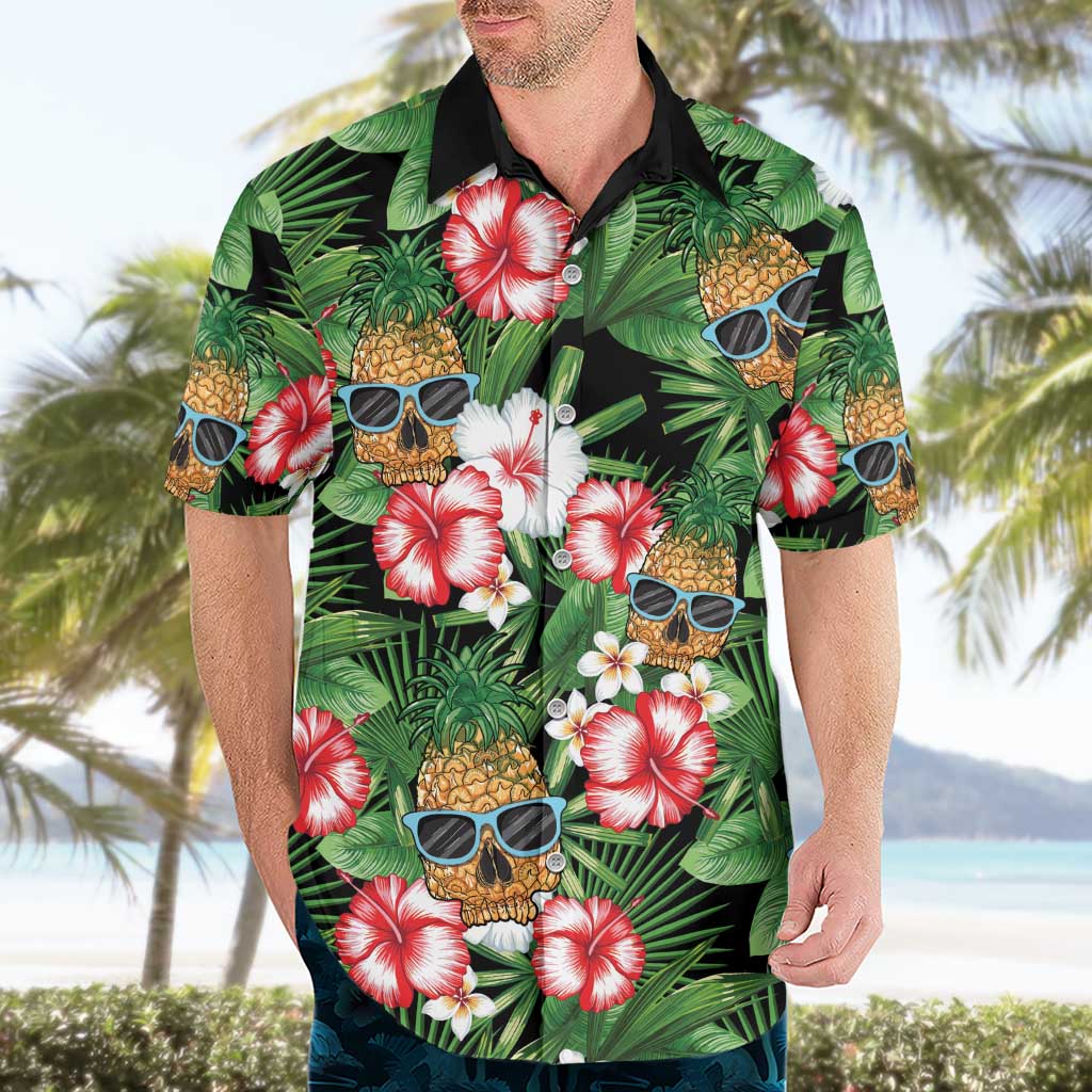 Pineapple Skull Aloha Hawaii Hawaiian Shirt Summer Vibes Tropical Seamless Pattern - Wonder Print Shop