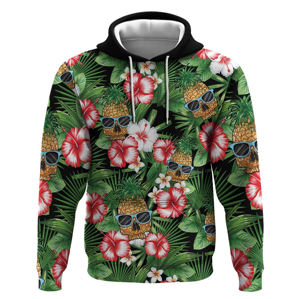 Pineapple Skull Aloha Hawaii Hoodie Summer Vibes Tropical Seamless Pattern - Wonder Print Shop