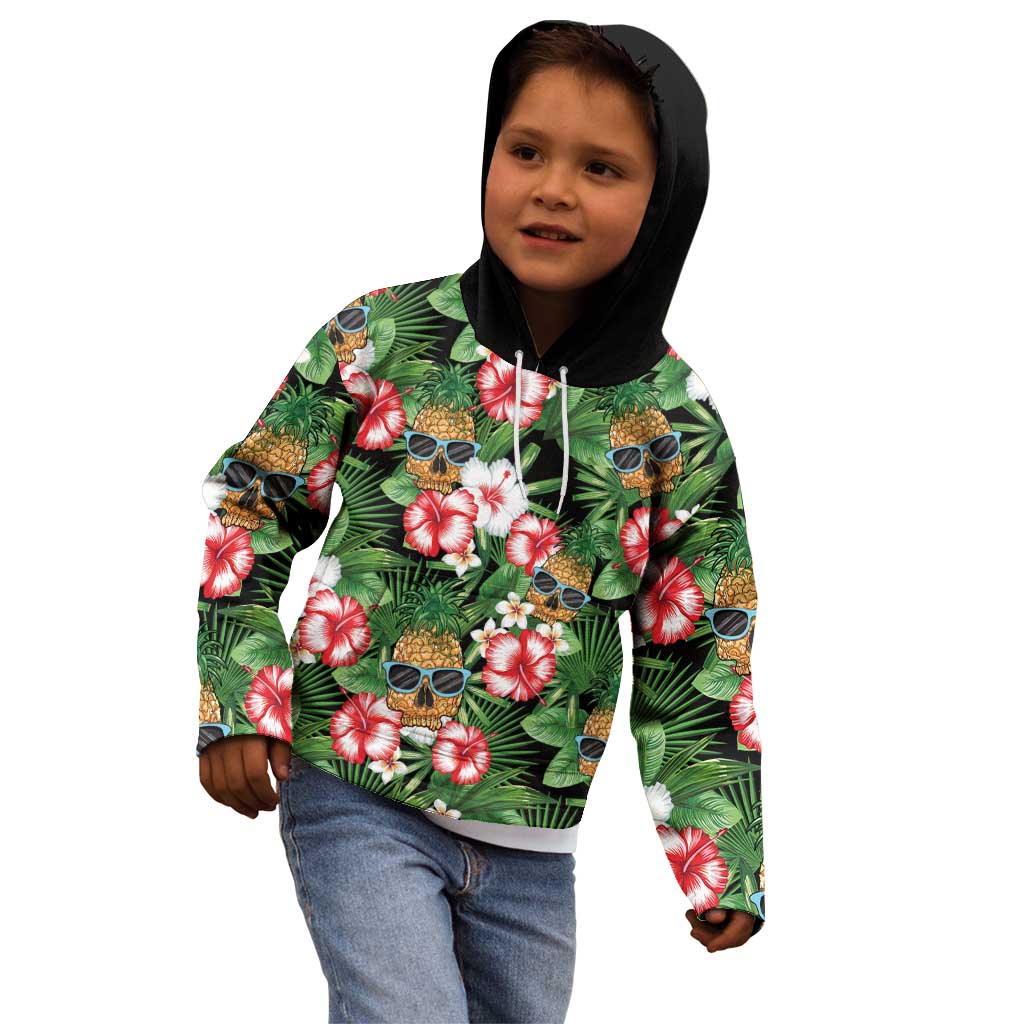 Pineapple Skull Aloha Hawaii Kid Hoodie Summer Vibes Tropical Seamless Pattern - Wonder Print Shop