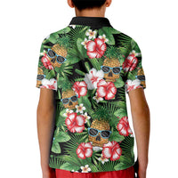 Pineapple Skull Aloha Hawaii Kid Polo Shirt Summer Vibes Tropical Seamless Pattern - Wonder Print Shop