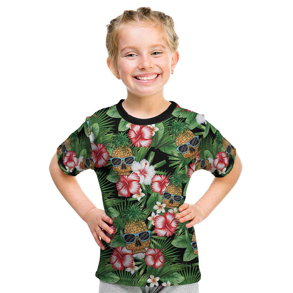 Pineapple Skull Aloha Hawaii Kid T Shirt Summer Vibes Tropical Seamless Pattern - Wonder Print Shop