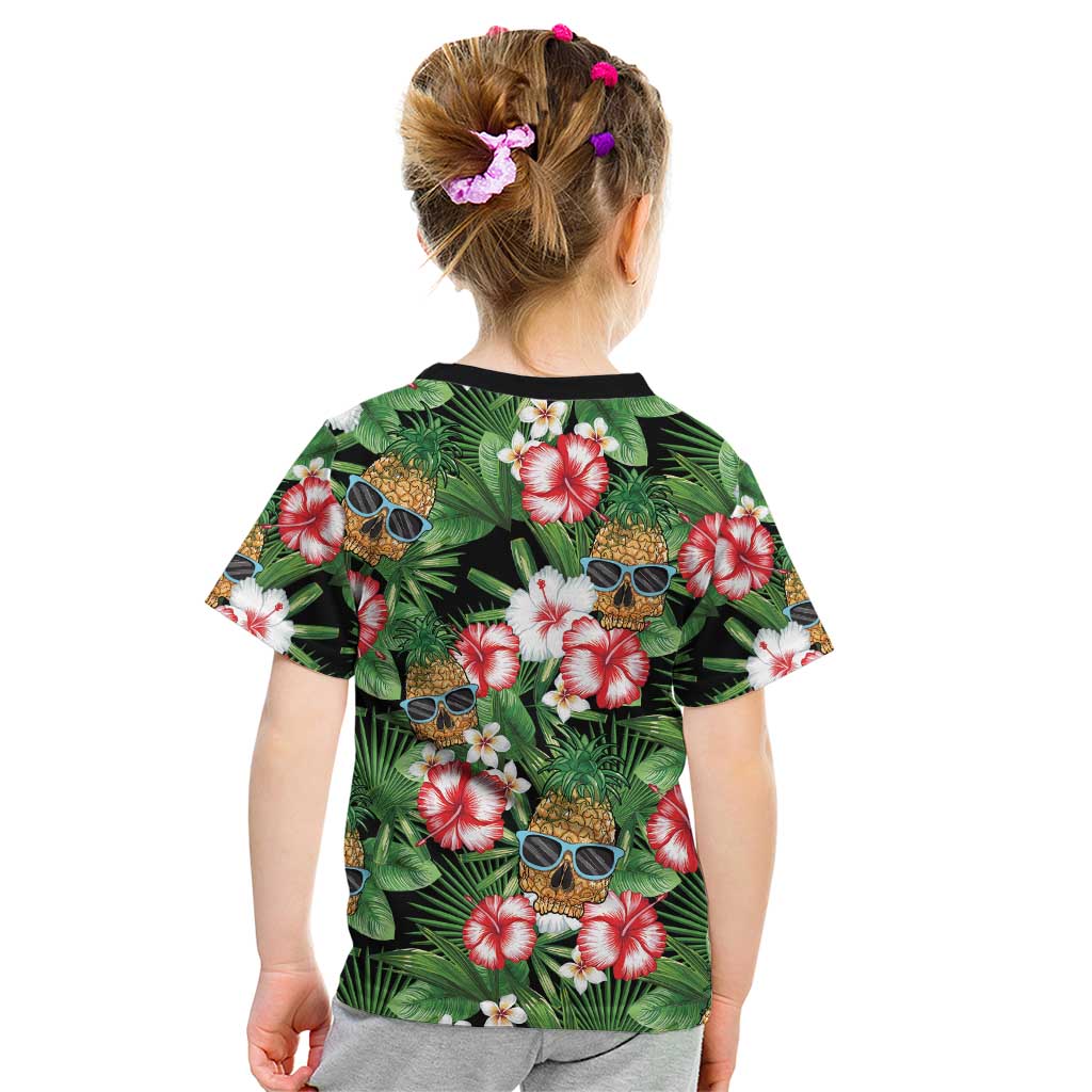Pineapple Skull Aloha Hawaii Kid T Shirt Summer Vibes Tropical Seamless Pattern - Wonder Print Shop