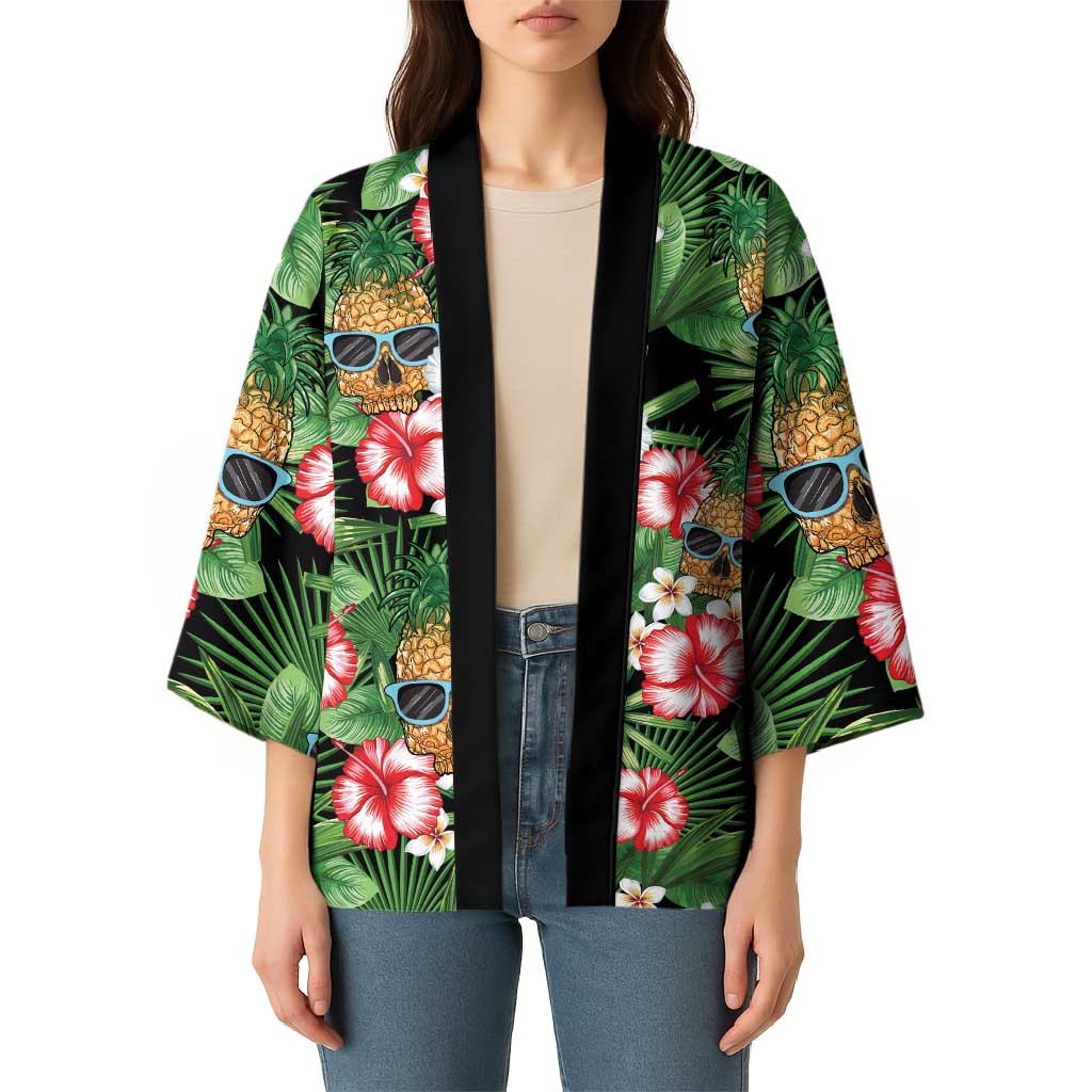 Pineapple Skull Aloha Hawaii Kimono Summer Vibes Tropical Seamless Pattern - Wonder Print Shop