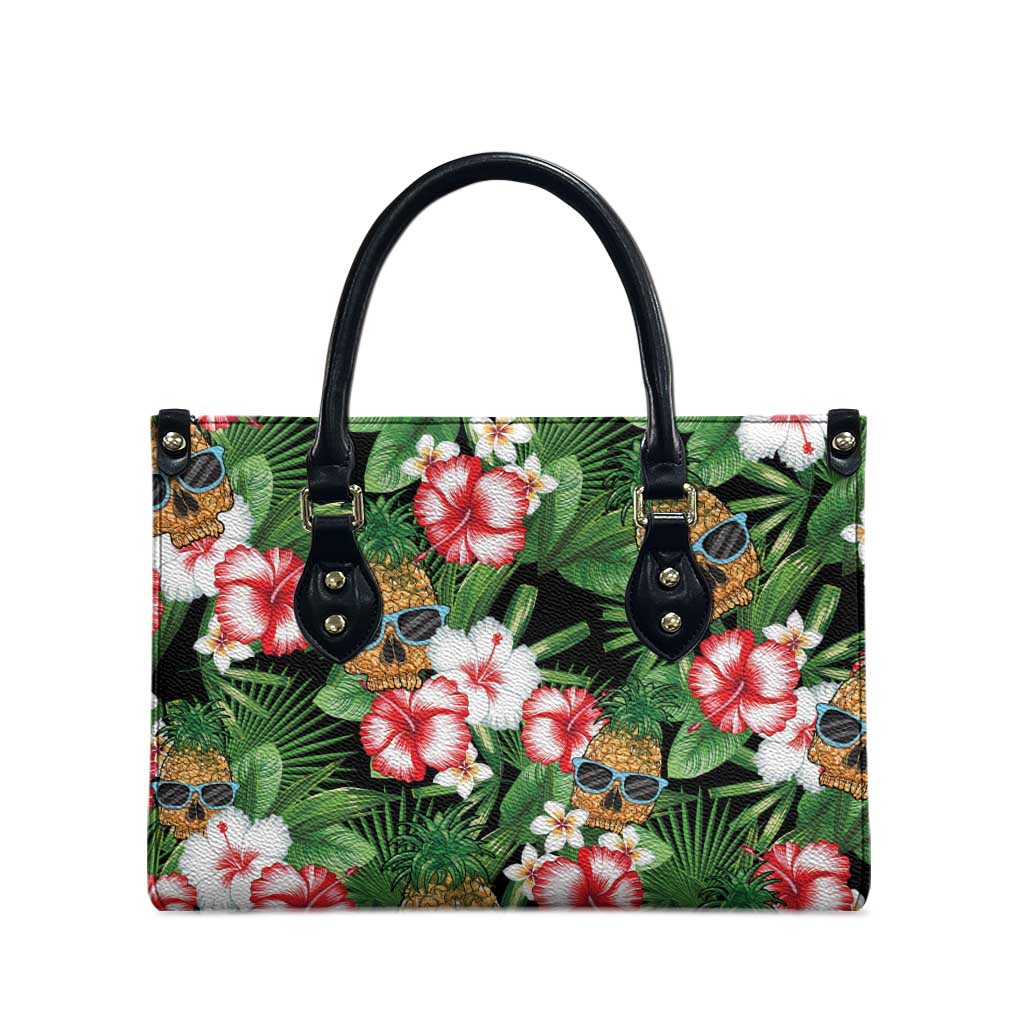Pineapple Skull Aloha Hawaii Leather Bag Summer Vibes Tropical Seamless Pattern - Wonder Print Shop
