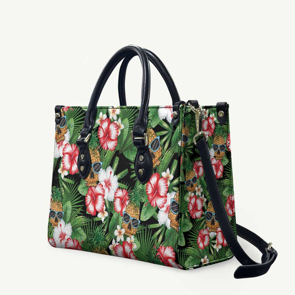 Pineapple Skull Aloha Hawaii Leather Bag Summer Vibes Tropical Seamless Pattern - Wonder Print Shop