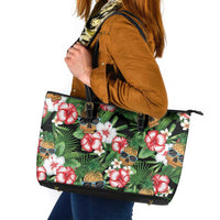Pineapple Skull Aloha Hawaii Leather Tote Bag Summer Vibes Tropical Seamless Pattern - Wonder Print Shop