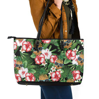 Pineapple Skull Aloha Hawaii Leather Tote Bag Summer Vibes Tropical Seamless Pattern - Wonder Print Shop