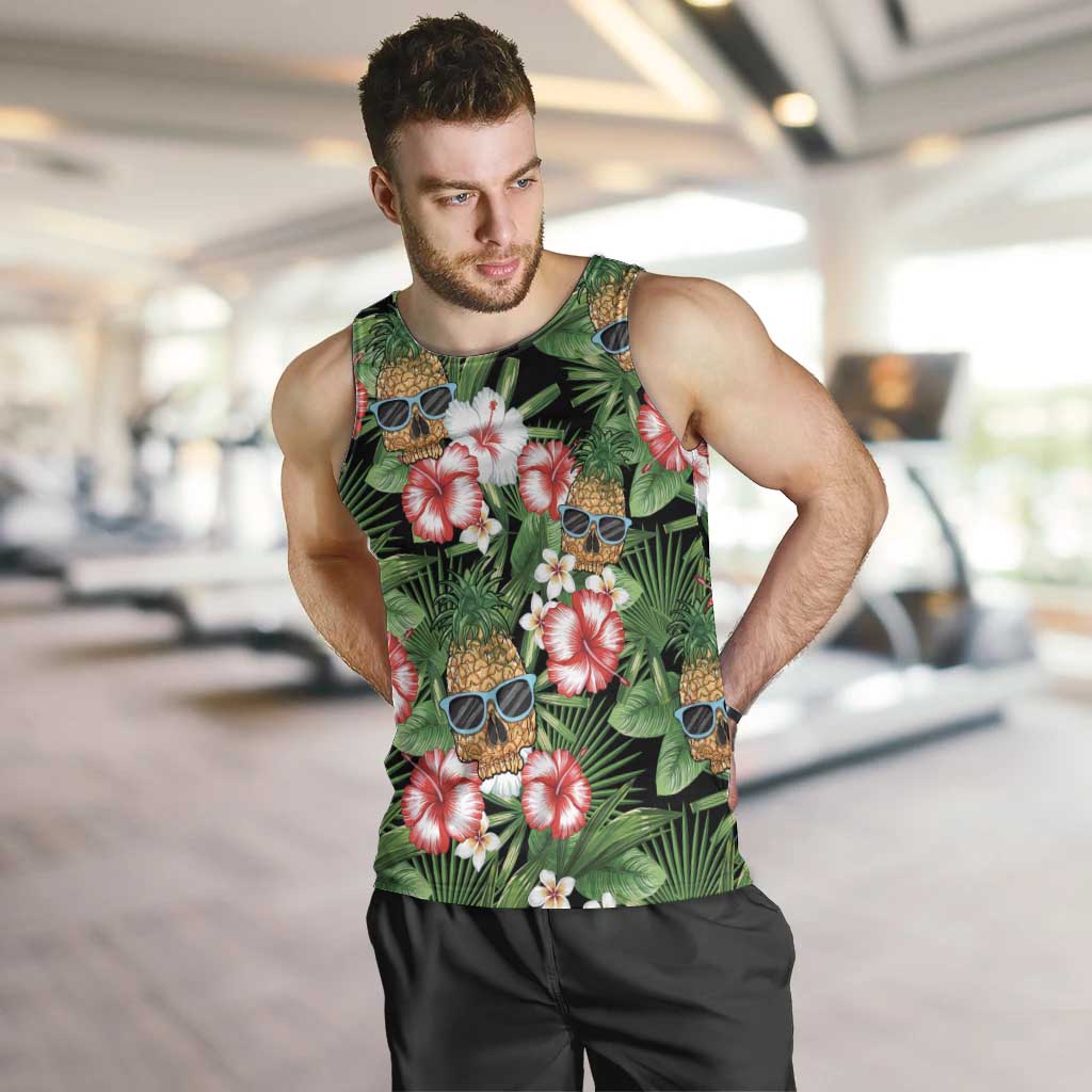 Pineapple Skull Aloha Hawaii Men Tank Top Summer Vibes Tropical Seamless Pattern - Wonder Print Shop