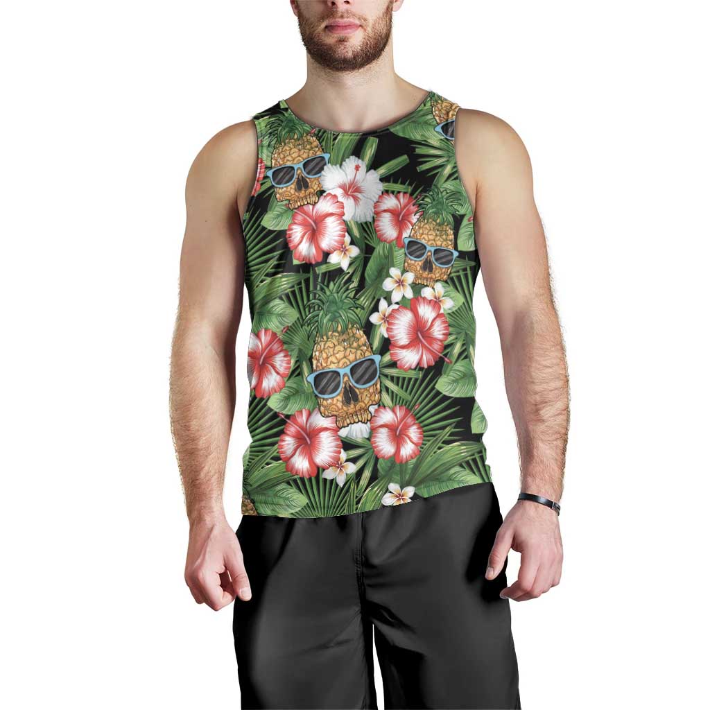 Pineapple Skull Aloha Hawaii Men Tank Top Summer Vibes Tropical Seamless Pattern - Wonder Print Shop