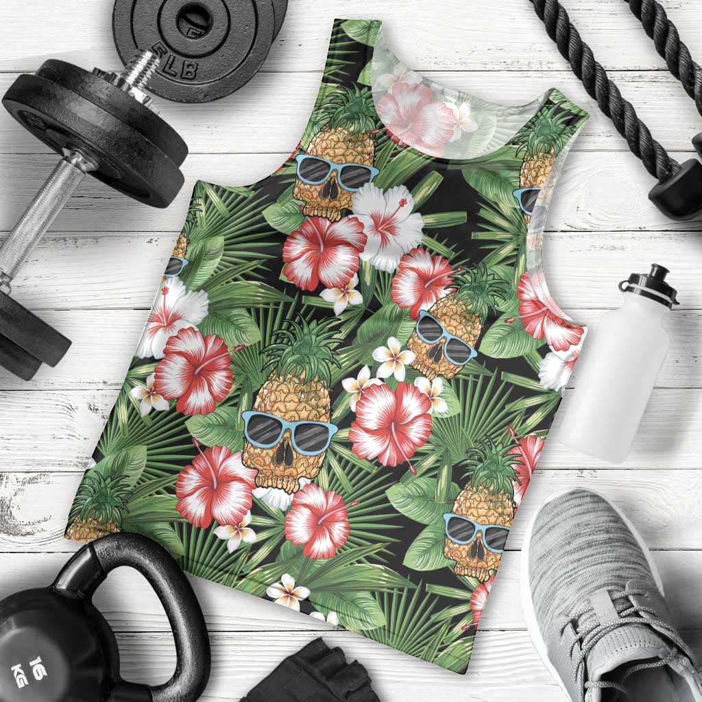 Pineapple Skull Aloha Hawaii Men Tank Top Summer Vibes Tropical Seamless Pattern - Wonder Print Shop