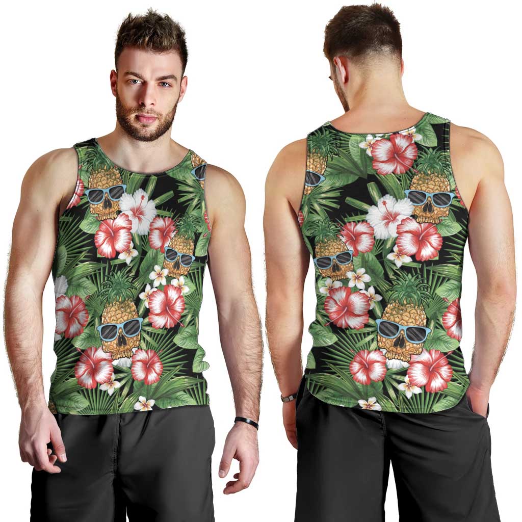 Pineapple Skull Aloha Hawaii Men Tank Top Summer Vibes Tropical Seamless Pattern - Wonder Print Shop