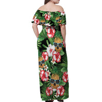 Pineapple Skull Aloha Hawaii Off Shoulder Maxi Dress Summer Vibes Tropical Seamless Pattern - Wonder Print Shop
