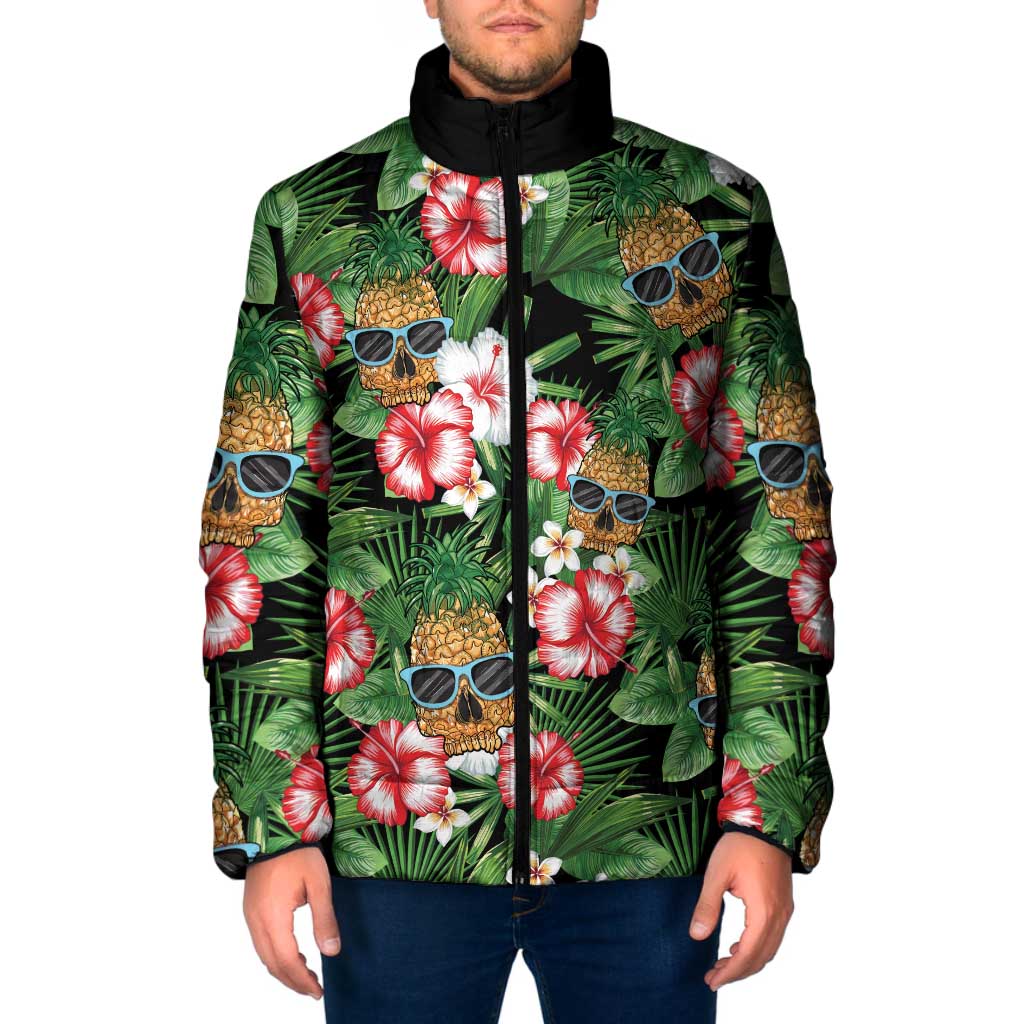 Pineapple Skull Aloha Hawaii Padded Jacket Summer Vibes Tropical Seamless Pattern - Wonder Print Shop