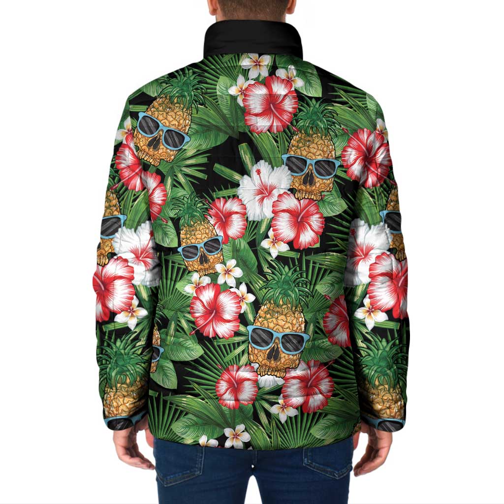 Pineapple Skull Aloha Hawaii Padded Jacket Summer Vibes Tropical Seamless Pattern - Wonder Print Shop